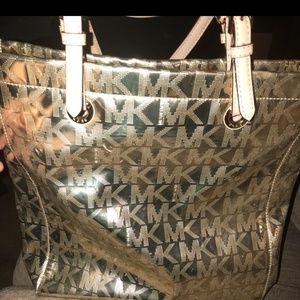 Authentic Michael Kors Metallic Gold Tote Handbag
